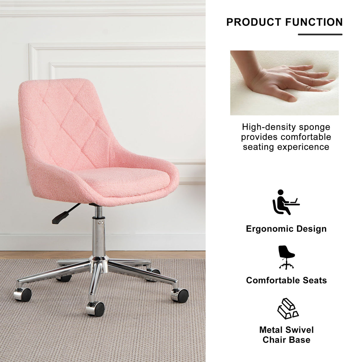 Adjustable And Space-Saving Chair With Golden Electroplated Legs