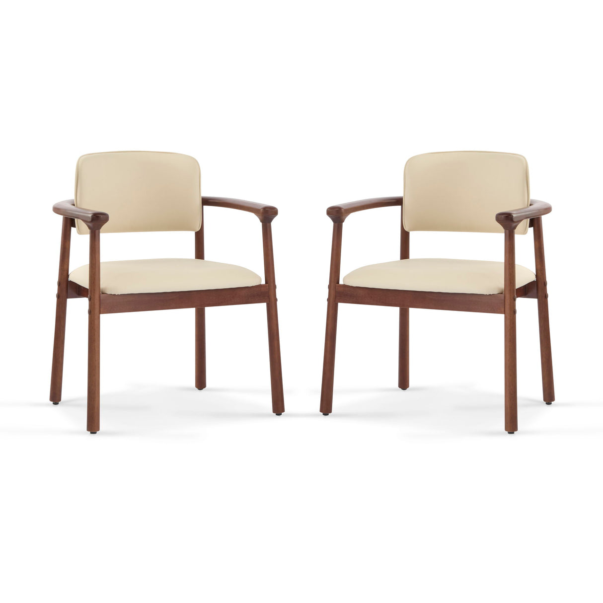 Dining Room Chairs, Ideal For Home & Kitchen (Set of 2) - Beige / Dark Walnut