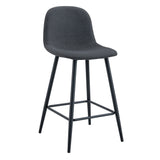 Modern Black Pu Bar Chair Rounded Backrest (Set of 2)