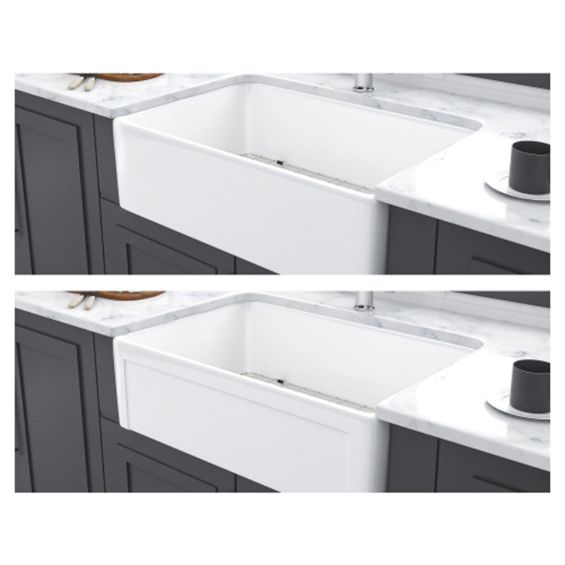 Apron Front Reversible Single Bowl Kitchen Sink & Grid And Strainer