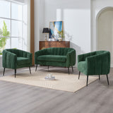 3 Piece Living Room Set, Loveseat & Accent Chairs - Green