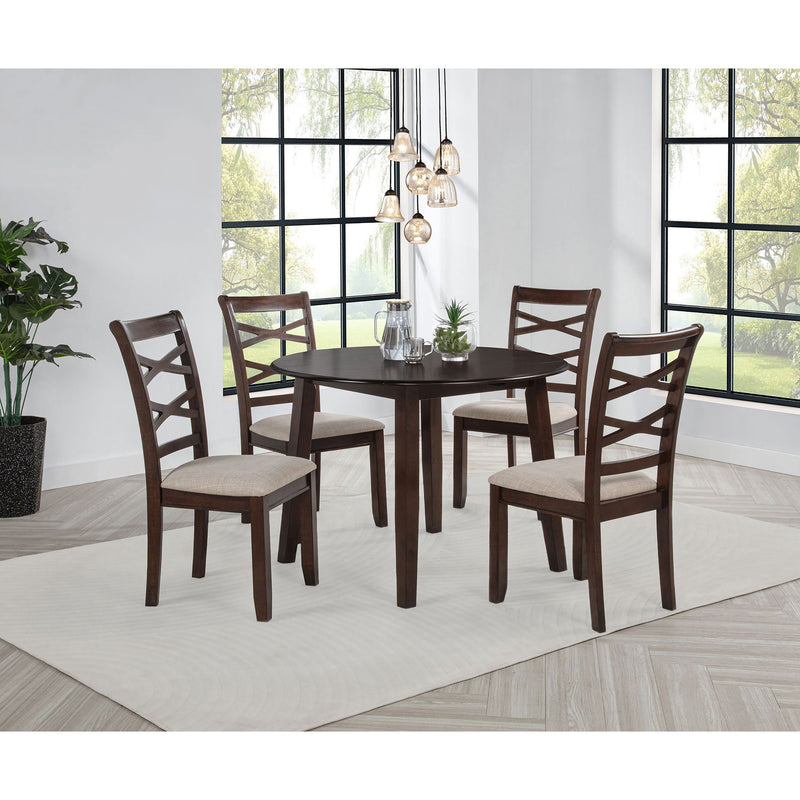 Verety - 5 Piece Round Dining Set With Chairs - Dark Brown
