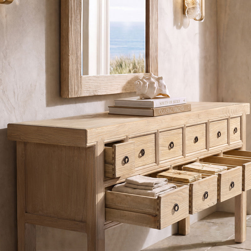Bellamy Heritage - 11 Drawer Table With Open Base - Brown