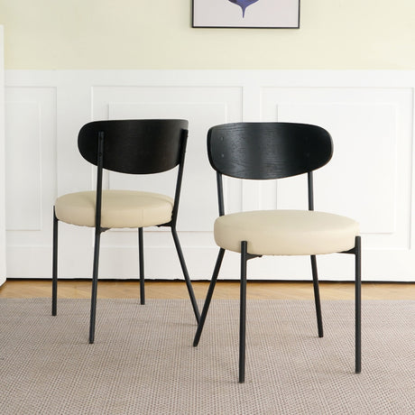 Modern Bentwood Dining Chair, Metal Legs, Ash Veneer Back, (Set of 2) - Cream