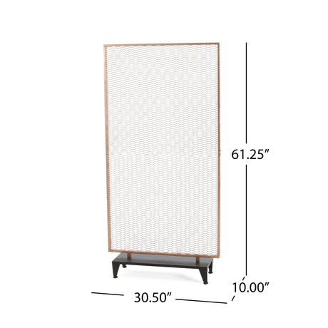 Modern Single Panel Iron Room Divider - Gold Brushed Brown