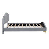 Platform Bed With Thick, Stylish Stripe Decorated Bedboard And Elegant Leg