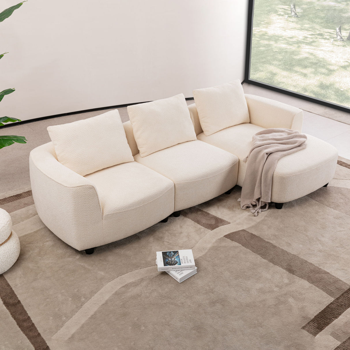 Mid-Century Modern 3 Seater Sofa With Recliner