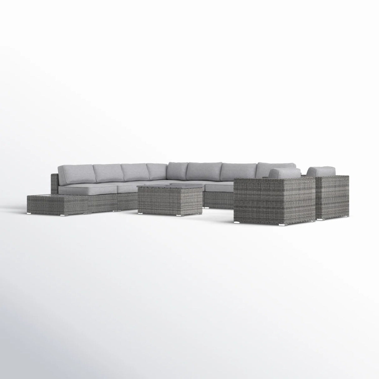 Wicker Sectional Seating Group With Plush Cushions