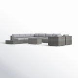 Wicker Sectional Seating Group With Plush Cushions