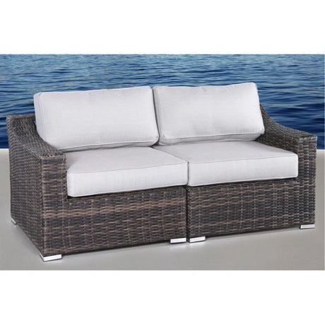 Wicker Outdoor Loveseat With Cushions - Espresso / Gray