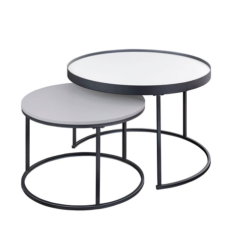 Contemporary Gallery Top Round Nesting Coffee Table Set