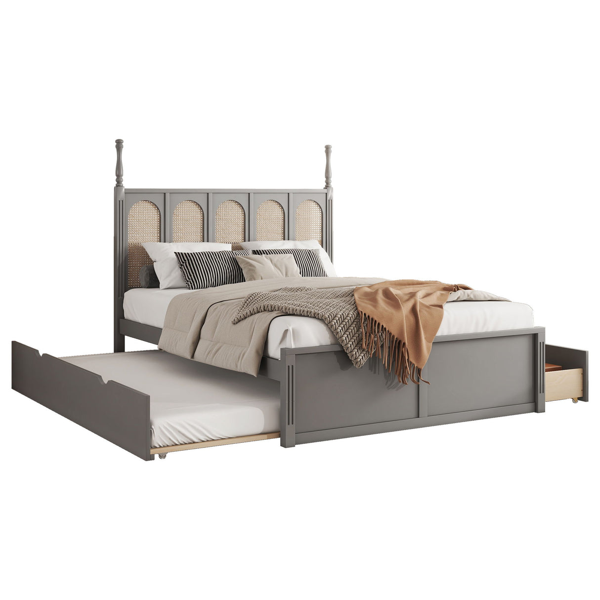 Platform Bed With With 2 Big Drawers With Trundle