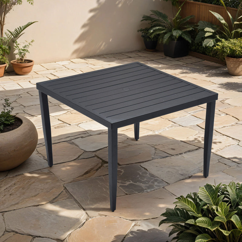 Outdoor Patio Dining Table With Tapered Feet & Umbrella Hole