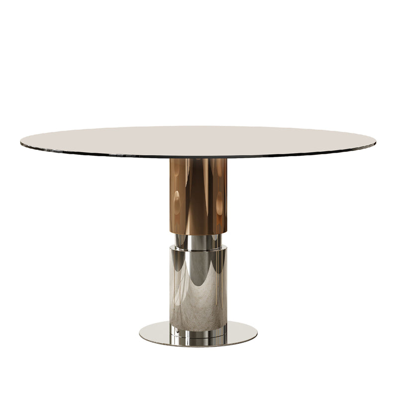 Round Glass Dining Table, Suitable For 2 - 4 People - Brown