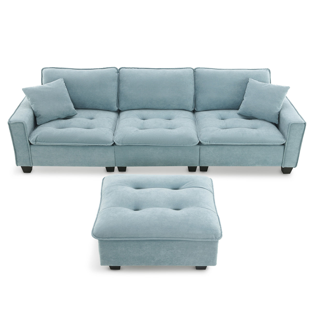 Modern Convertible Sectional L Shaped Reversible Couch Set With Free Pillows 4 Seat Suede Sleeper Sofa With Ottoman