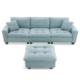 Modern Convertible Sectional L Shaped Reversible Couch Set With Free Pillows 4 Seat Suede Sleeper Sofa With Ottoman