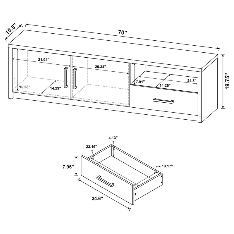 Ian - 2 Door TV Stand Media Console With Storage - Black