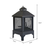 Heavy Duty Garden Metal Outdoor Heating Furnace Fire Pit With Rotating Tray - Black