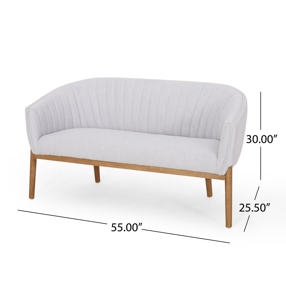 Mid Century Modern Loveseat With Channel Stitched Backrest