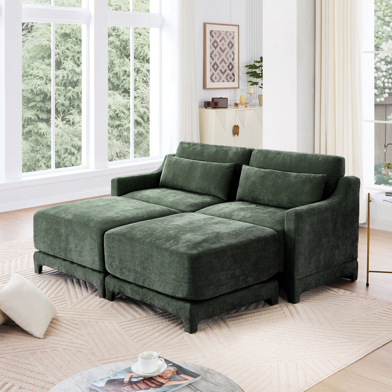 Stylish Sofa With Ottoman And Lumbar Pillows, Ergonomic Design