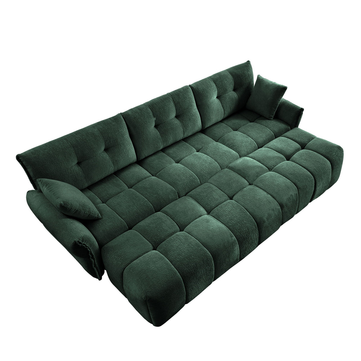 Elegant Sofa Set With Ottoman And Pillows, Textured Chenille, High Resilience Cushions