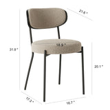 Boucle Modern Kitchen Dining Chair With Bentwood Back (Set of 2)