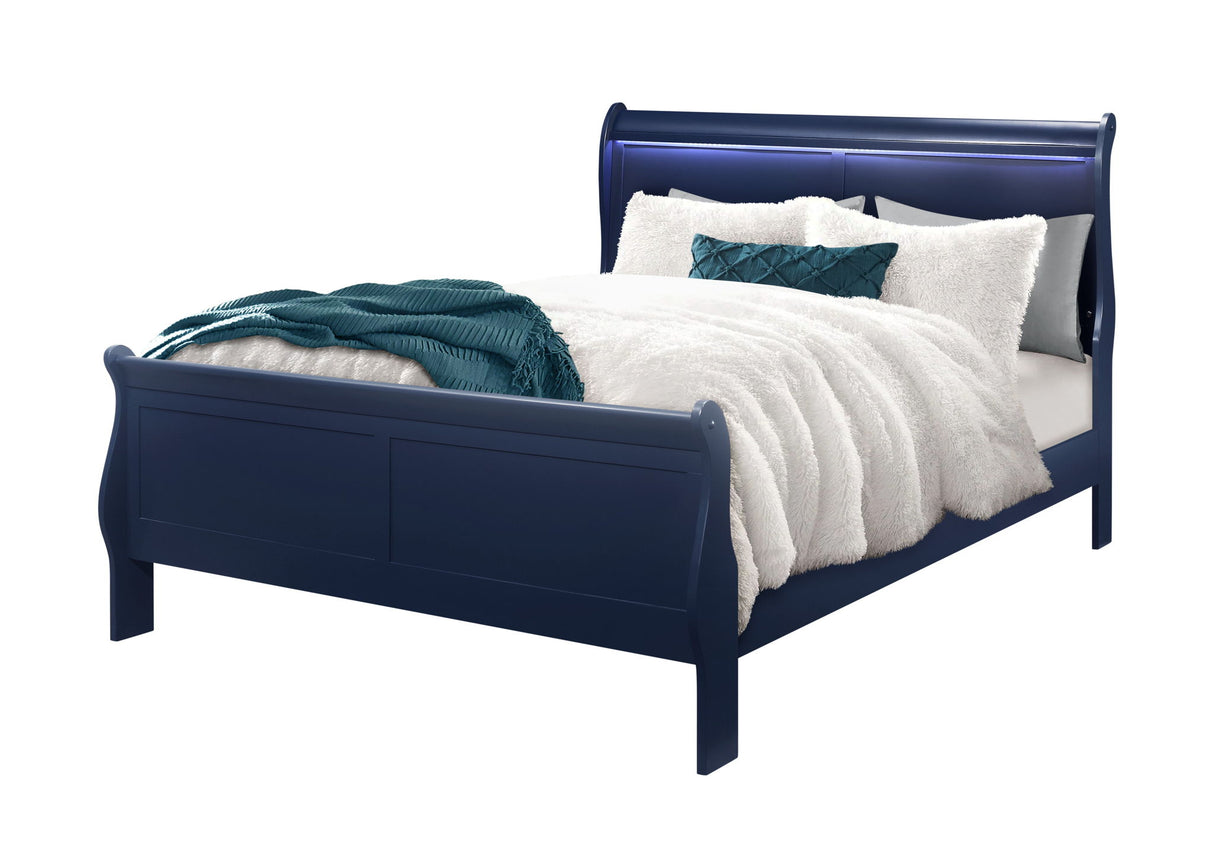 Charlston - Modern Sleigh Design Bed With LED
