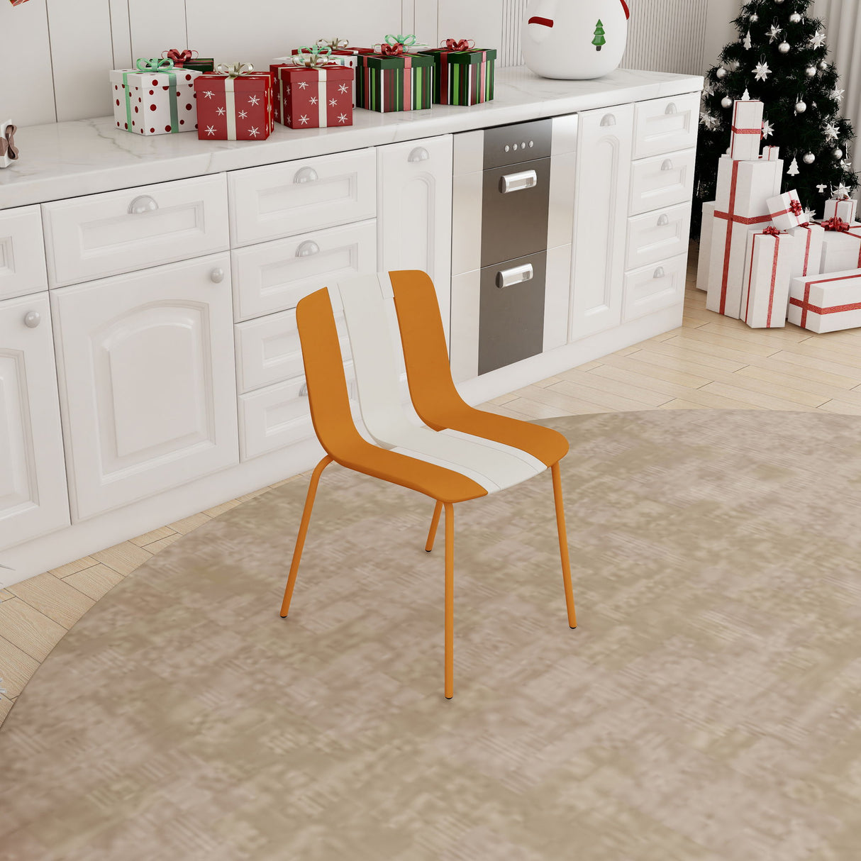 Modern Striped Blocking Single Chairs, Waterproof And Fade Resistant (Set of 4)