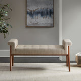 Accent Bench With Button Tufted Seat - Tan