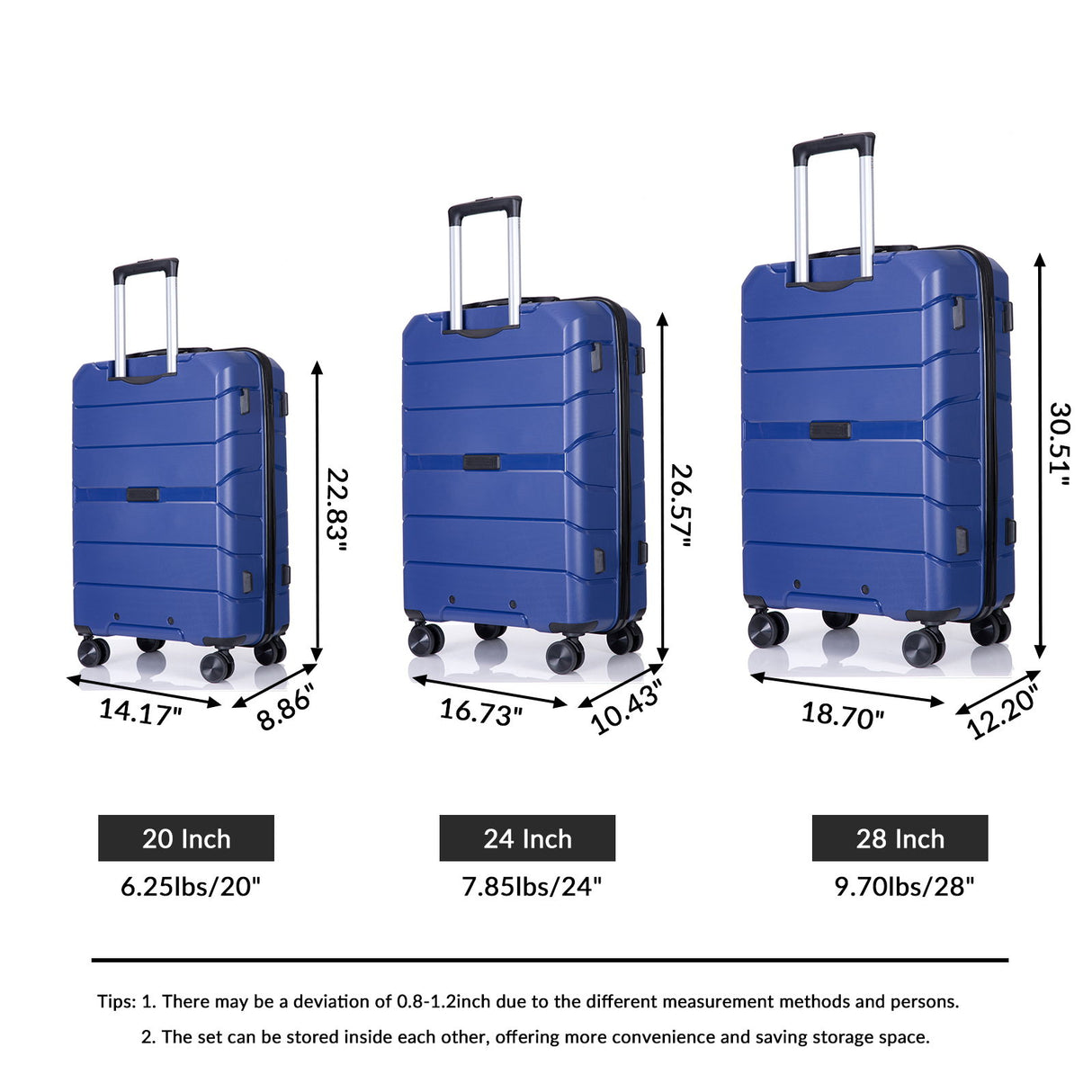 Hardshell Suitcase Spinner Wheels Lightweight Durable Suitcase With Tsa Lock, 3 Piece Set