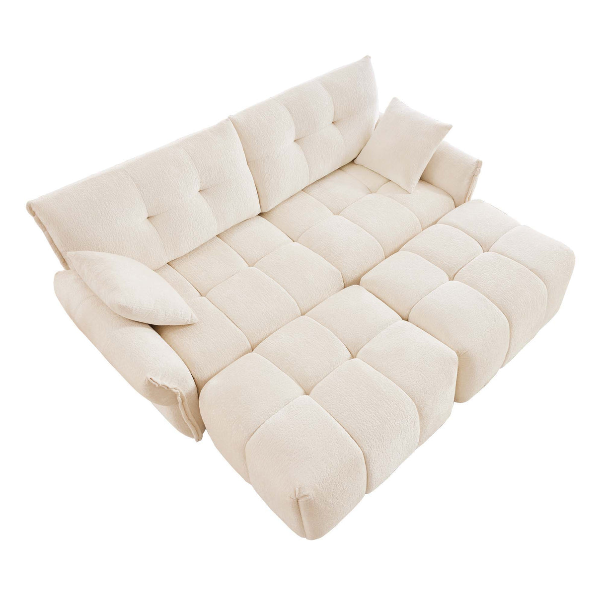 Elegant Sofa Set With Ottoman And Pillows, Textured Chenille, High Resilience Cushions