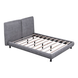 Upholstered Platform Bed With 2 Large Headrests And Thick