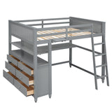 Loft Bed With Drawers With Desk And Shelves
