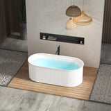 Acrylic Freestanding Bathtub-Acrylic Soaking Tubs, Fluted Style Freestanding Bathtub With Integrated Slotted Overflow And Brushed Nickel Toe-Tap Drain, 02149-Bn - Glossy White