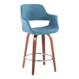 Vintage Flair - Mid-Century Modern Fixed Height Counter Stool With Swivel With Round Footrest (Set of 2)
