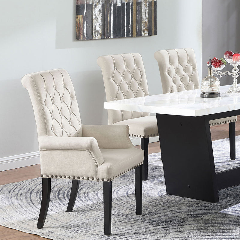 Norwich - Dining Arm Chair With Button Tufting And Rolled Top