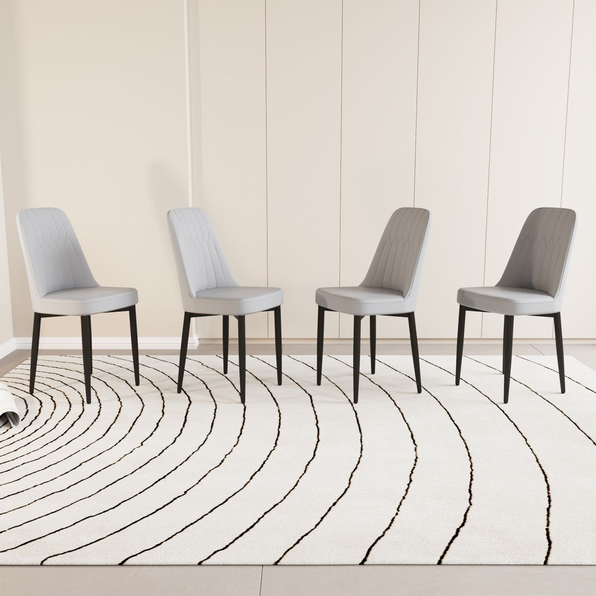 Modern Dining Chair With Cushions And Metal Legs