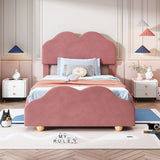 Upholstered Platform Bed With Cloud Shaped Board
