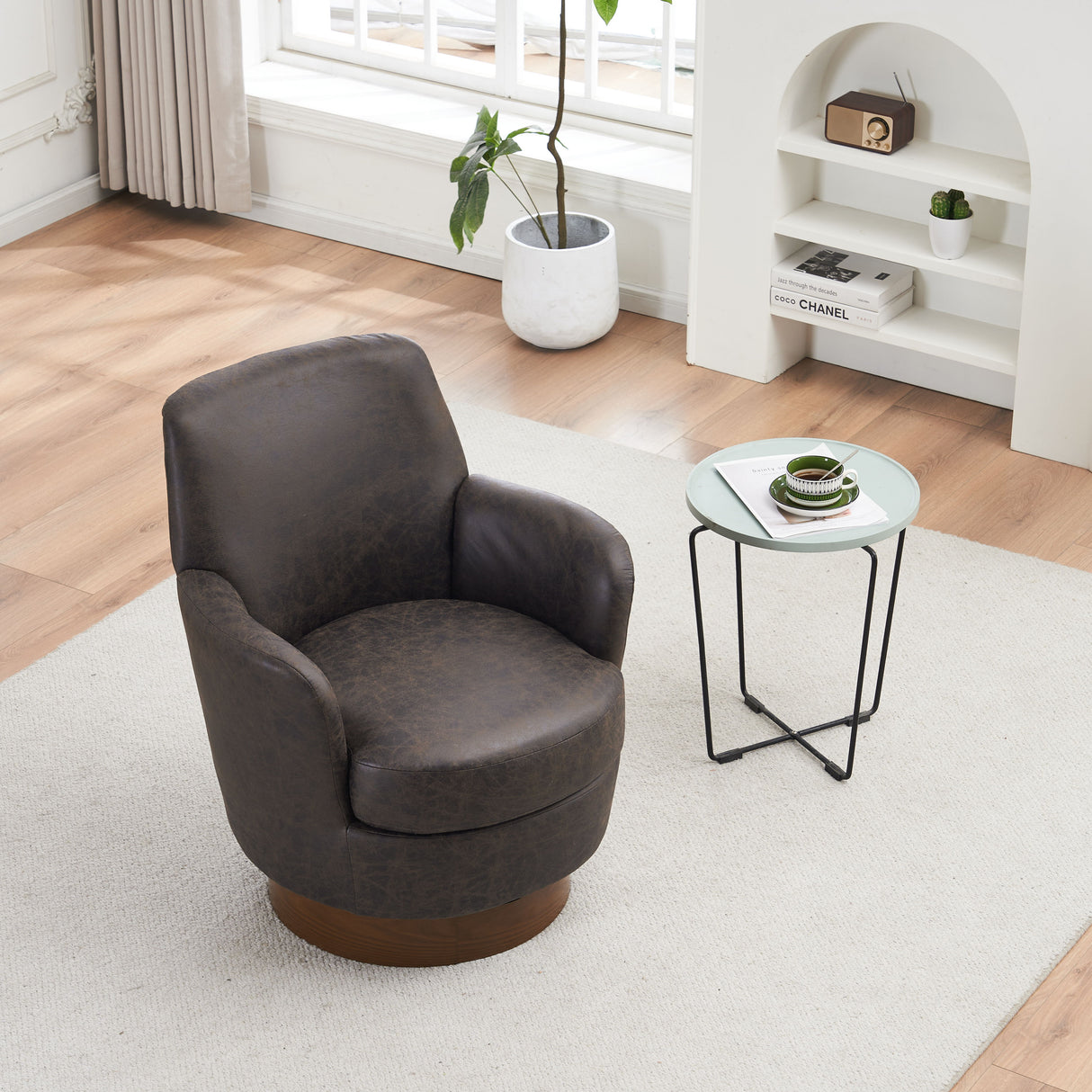 Swivel Accent Chairs Armchair With Stainless Steel Base