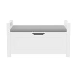 Kids Toy Box Chest Storage Cabinet With Cushion Seat Bench Flip Top Lid Safety Hinge - White
