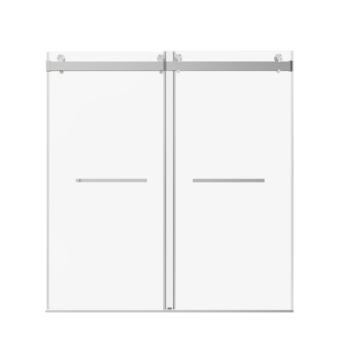 Frameless Double Sliding Soft-Close Shower Door, 3 / 8" (10Mm) Thick SGCC Tempered Glass Door, Matte