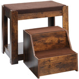 Pet Bunk Bed With Removable Step For Dogs And Cats, Multi-Level Bed Window Perch Seat Platform With Cushion And Cat Scratch Pad, Indoor Use - Dark Brown