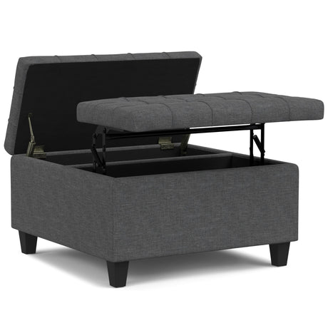 Harrison - Small Square Coffee Table Storage Ottoman - Gray