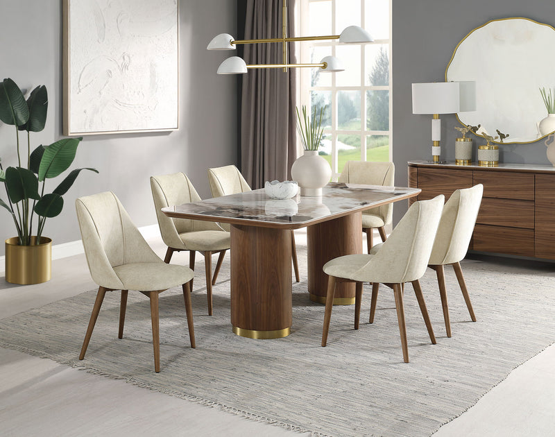 Willene - Ceramic Top Dining Table - Walnut