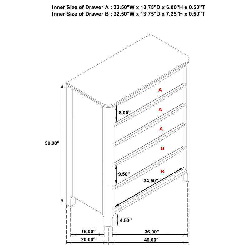 Verona - 5 Drawer Chest With - Walnut