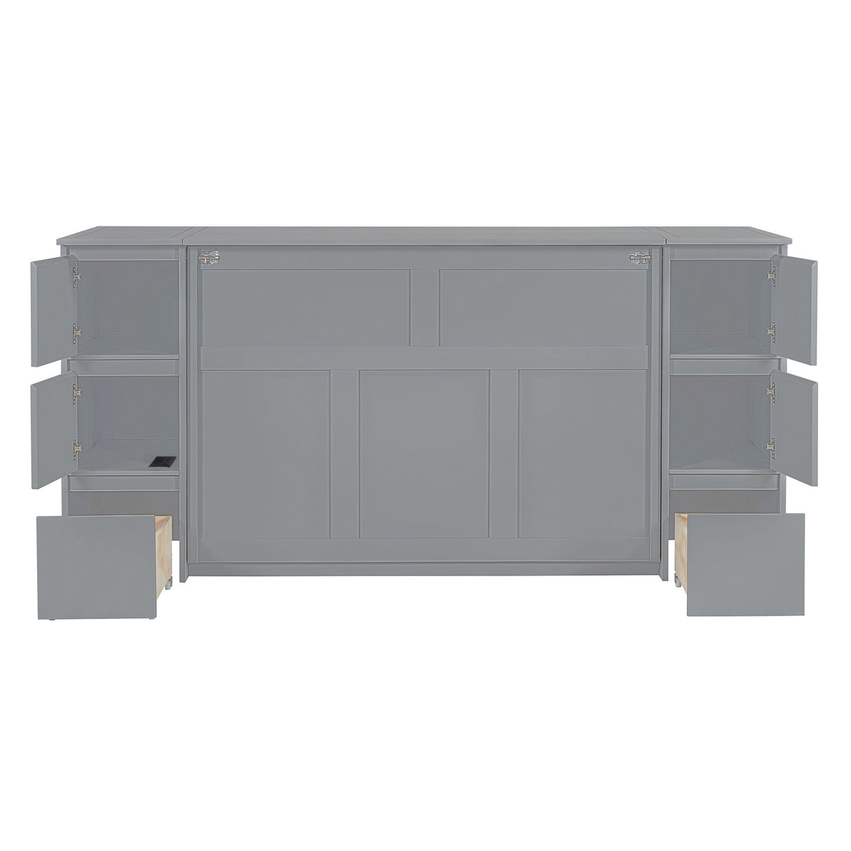 Murphy Bed With Drawers, Cabinets, And USB Ports
