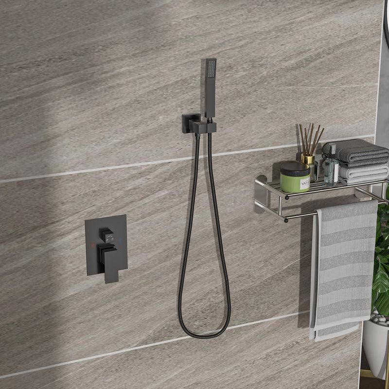10" Square Dual Shower Head System Wall Mounted With Rough In Valve Modern Bathroom Fixture
