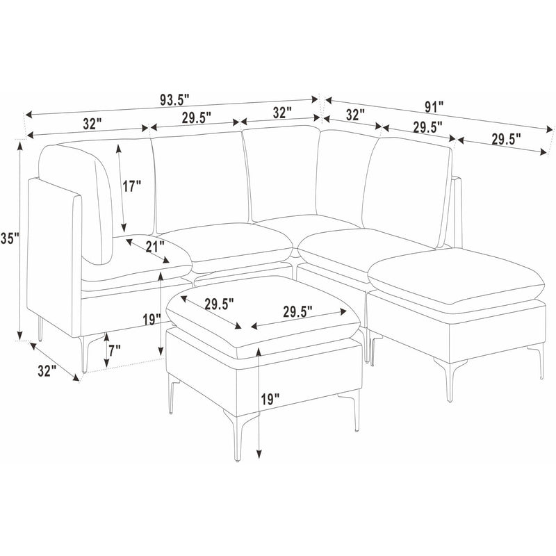 Upholstered Modular Sectional & Tall Legs