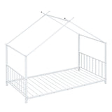 Twin Size Metal House Platform Bed - White
