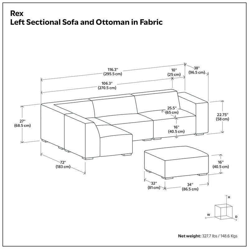 Rex - Handcrafted Sectional Sofa And Ottoman